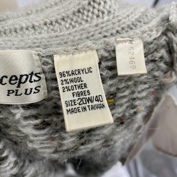 Vintage Country Concepts grandma cardigan sweater size 1X 2X grey plus size - Picture 8 of 9